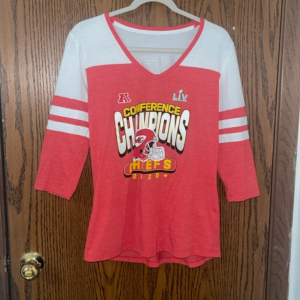 Chiefs Womens Medium 2020 Conference Champs 3/4 sleeve Top EUC Sport Football